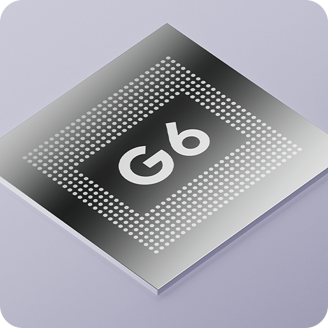 Angled shot of the Google Tensor G6 chip,.