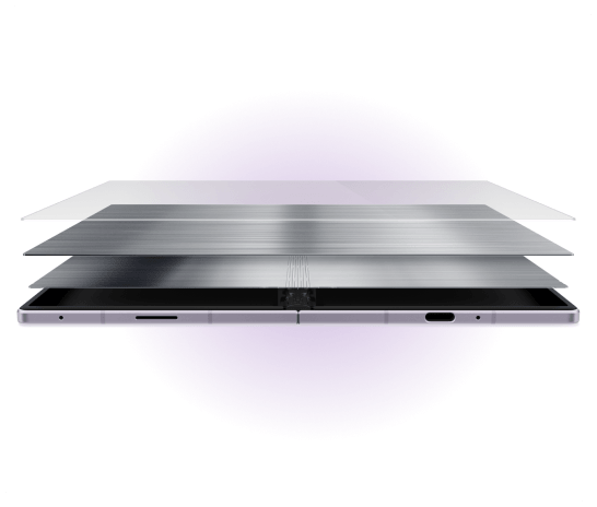 An image of the Fold8 device with metal layers of titanium above them to show the strength