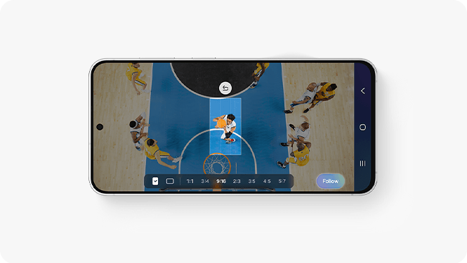 Camera focusing on basketball player