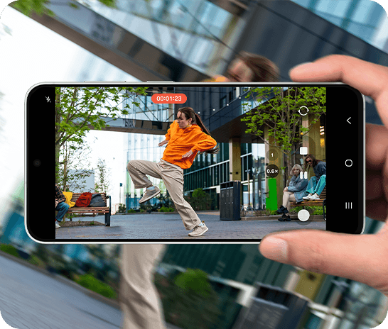 A video is shot on Galaxy S26 FE device. The user is using Super Steady with Horizontal Lock to record someone dancing powerfully. Galaxy S26 FE. 12 MP Ultra Wide. 50 MP Wide, 8 MP Tele, 12 MP Front. Galaxy S21 FE. 12 MP Ultra Wide. 12 MP Wide, 8 MP Tele, 32 MP Front. Galaxy A53. 12 MP Ultra Wide. 64 MP Wide, 32 MP Front.